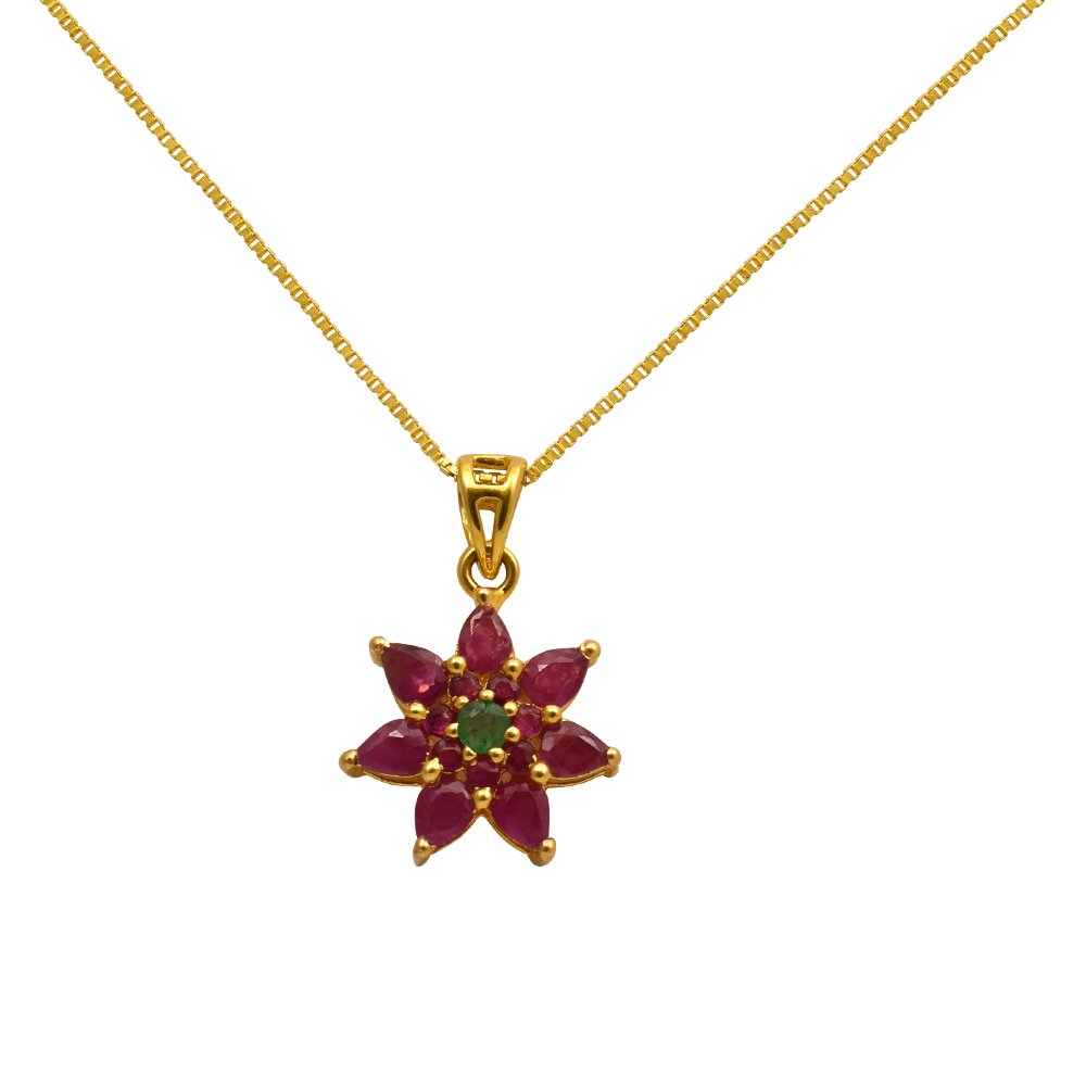 joyalukkas Ratna Collections 22k (916) Yellow Gold and Emerald Pendant-picture-2