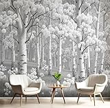 Papier peint photo 3D élégant：Avec de superbes motifs imprimés en 3D,des détails haute définition,des motifs vifs,des couleurs vives,ce Forêt De Bouleaux En Fleurs papier peint mural ajoute une touche fraîche et moderne à n'importe quel espace,laissez-vous détendre dans un environnement agréable.