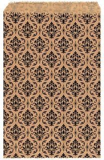 My Craft Supplies - 100 bolsas planas de papel kraft con estampado de damasco negro (4 x 6)
