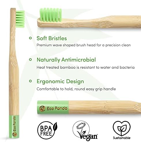Kids Bamboo Toothbrushes | Childrens Toothbrush | Eco Toothbrush | Wooden Toothbrush | 5 Pack | BPA Free | Eco Friendly | Bamboo toothbrush | Vegan Society Certified | Plastic Free | Zero Waste UK