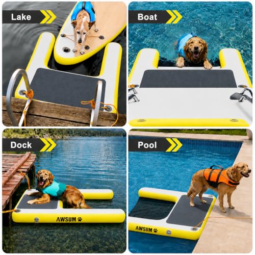 AWSUM Aufblasbare Hunde-Wasserboot-Rampe, schwimmende Leiter für bis zu 118,9 kg