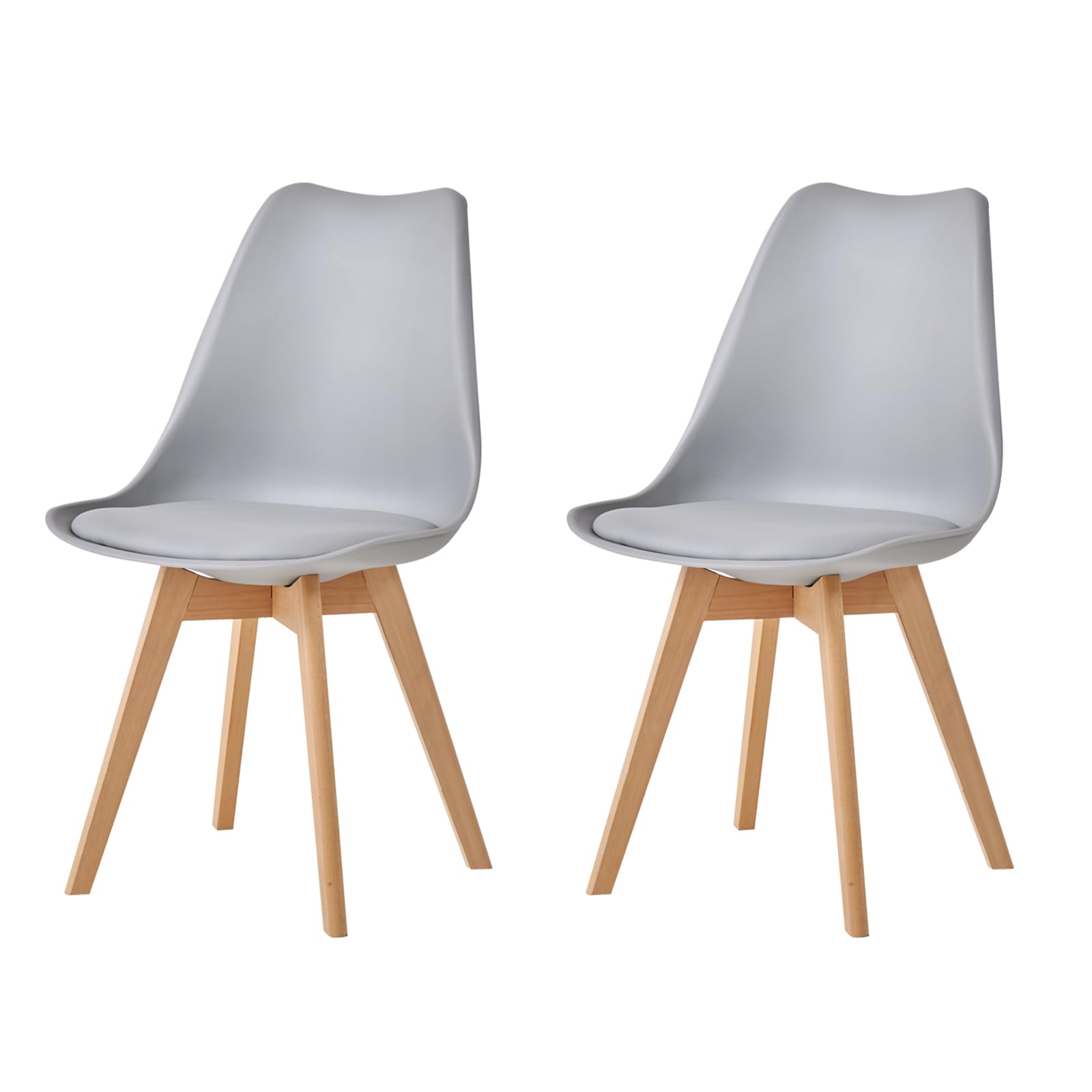 JZGORC Juego de 2 Sillas de Comedor, Sillas de Cocina Nórdicas, Sillas de Oficina con Patas de Haya Maciza para Dormitorio, Sala de Estar, Cocina - Gris