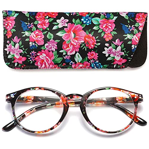 MAGIMODAC Ladies Anti Blue Light Reading Glasses Round Oval Lightweight Eyeglasses Women Readers Glasses +1.0 +1.25 +1.5 +1.75 +2.0 +2.25 +2.5 +2.75 +3.0 +3.5 +4.0 (Floral Red - Image 4