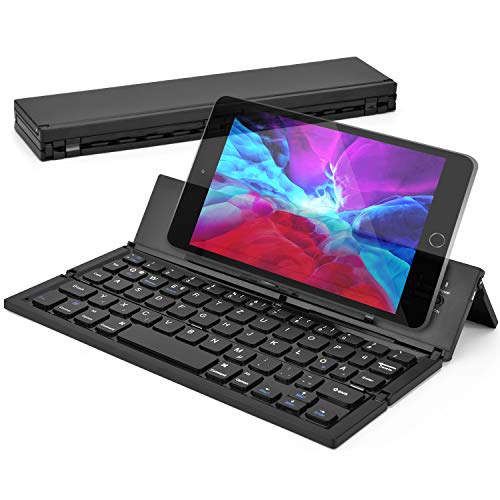 Preisvergleich Produktbild Wesimplelife Bluetooth Tastatur Faltbare QWERTZ Layout Kabellose Kleine Keyboard Ultradünn Portable Falttastatur Kabellos Kompatibel für Android Smartphone Tablet Notebook iPad Windows