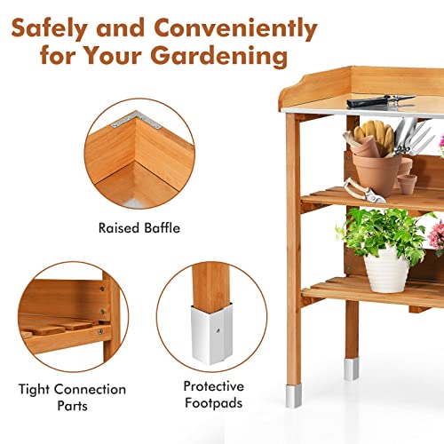 Safstarpottingbenchworkstationwithfirwoodconstructionmetaltabletopgardenplantingtablewopenshelvesandhanginghooksgardeningtablepottingtableforoutsidebackyardbalcony  Urban Country Home Decor S afstar potting bench work station with fir wood construction metal tabletop garden planting table wopen shelves and hanging hooks gardening table potting table for outside backyard balcony  urban country home decor