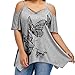 Produktbild VEMOW Sommer Elegante Damen Große Größe Frauen Schmetterling Druck Oansatz Schwarz T-Shirt Kurzarm Casual Täglichen Party Tops Bluse rückenfrei Pullover(Grau, 52 DE / 4XL CN)