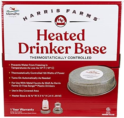 Manna Pro Chicken Supplies | Chicken Waterer Heated Base | Harris Farms Poultry Drinker | Chicken Coop Accessories