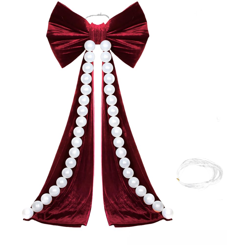 Lazo de terciopelo grande elegante con cadenas de perlas y set de fijación