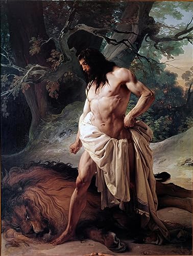 Lienzo decorativo de la pintura de Sansón por Francesco Hayez para dar vida a la pared del dormitorio