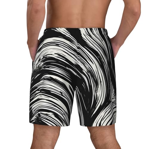 Black White Striped Print Men Stylish Functionality Swim Trunks Breathable Beach Shorts Surfing Gym Fishing4