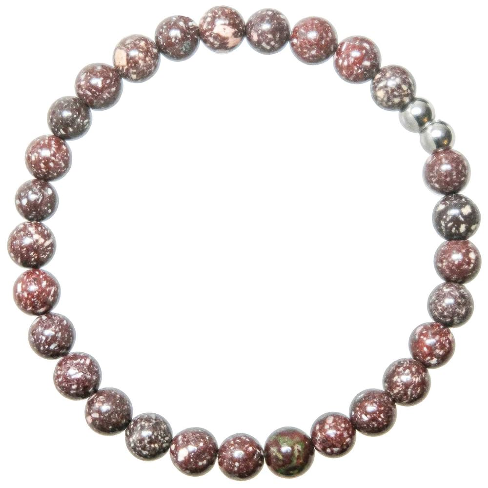 Naturosphère - Bijoux naturels C13 - Bracelet en porphyre rouge - perles rondes 6 mm