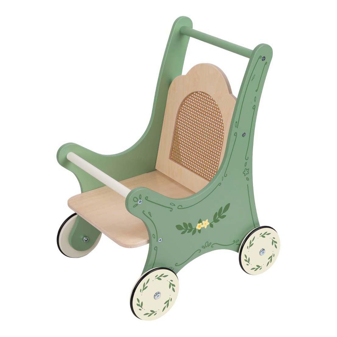 Classic World Holz Puppenwagen Vintage Stil FSC Blumen grün