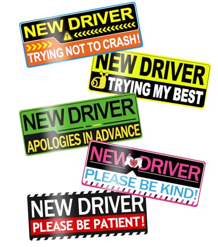 Image of New Driver Magnet for Car Please Be Patient New Driver Sticker Magnet Bumper Magnetic Signs for Vehicles 5Pcs