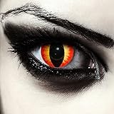 DESIGNLENSES, Farbige rote Katzenaugen Halloween Kostüm Kontaktlinsen, 1 Paar (2 Stück),weiche Drachen Farblinsen ohne Stärke, 