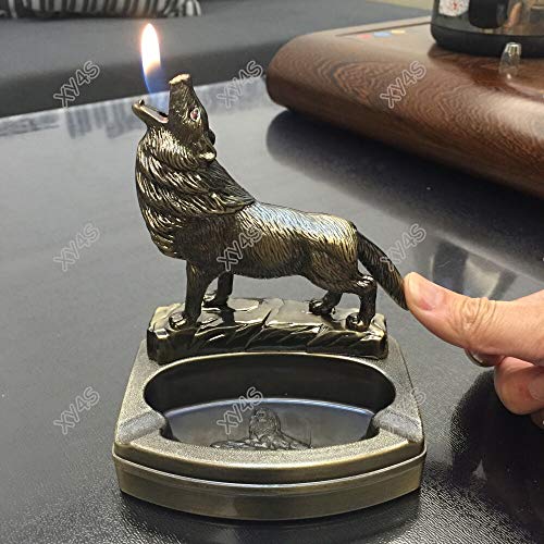 Ashtray with Unique Design Wolf Shape Novelty Ash Tray with Lighter Refills