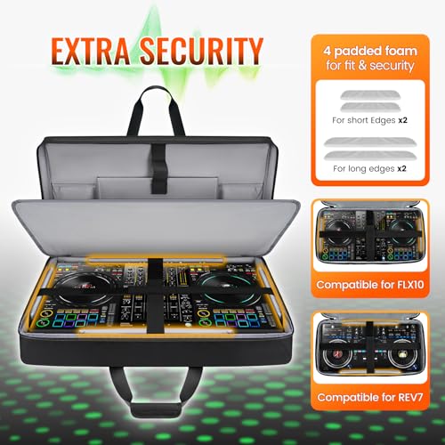 SNIGJAT DJ Controller Case for DDJ-FLX10/ DDJ-GRV6/ REV5/ REV7/ FLX6/ 1000, Padded Large DJ Controller Bag with 17.3" Laptop Compartment, Gig Bag with Multi- Pocket and Adjustable Shoulder Strap by SNIGJAT - Image 3