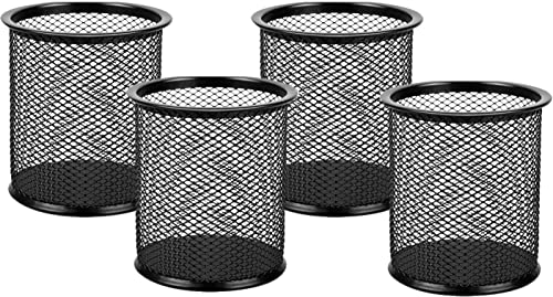 ZAHEPA Paquete de 4 organizadores de escritorio de malla metálica, soporte para bolígrafos para mesa de oficina, elegante soporte para lápices, productos de papelería, accesorios de estudio para