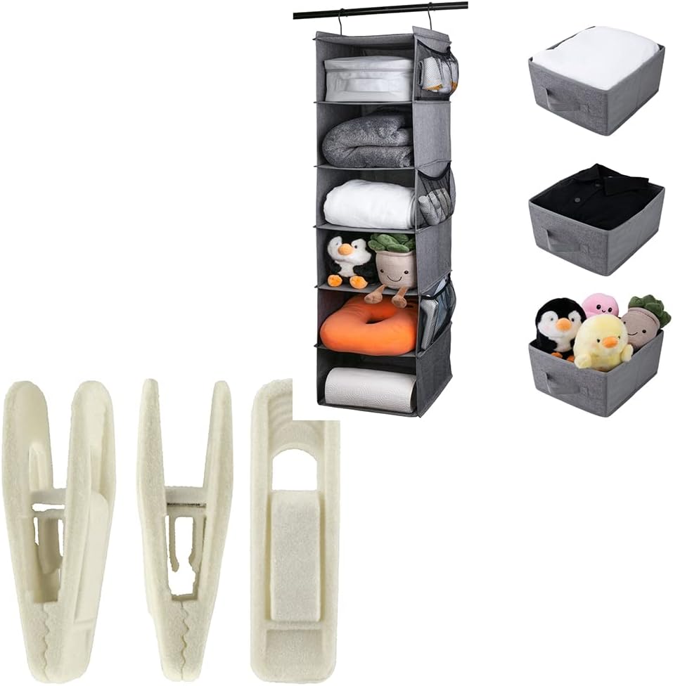 Velvet Hangers Clips + Hanging Closet Organizer