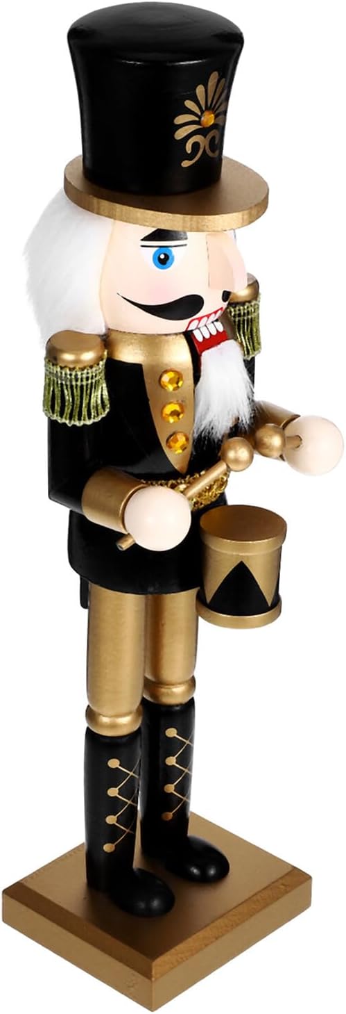 Christmas Nutcracker Figure 36cm Black and Metallic Soldier Ornament Decorative Desktop Xmas Decor for Holiday Party and Seasonal Home Decoration