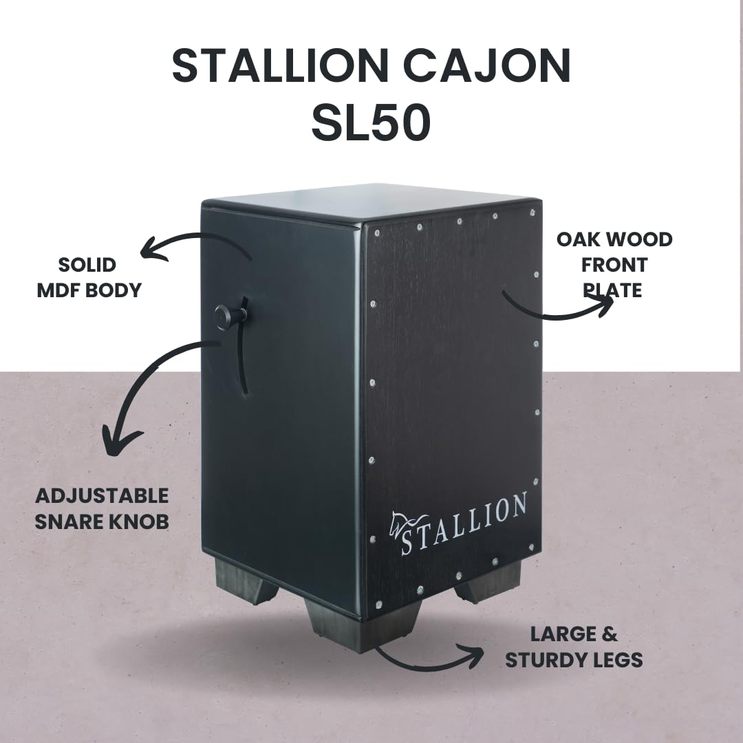 Stallion Adjustable Snare Cajon SL50- Birch Wood (H:50 W:30 L:30) - 3 Internal Snares — Amazon image 2