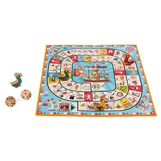 Janod - Juego de la Oca Carrousel - Juego de Mesa - Figuras de Madera - Desde 4 Años, J02743