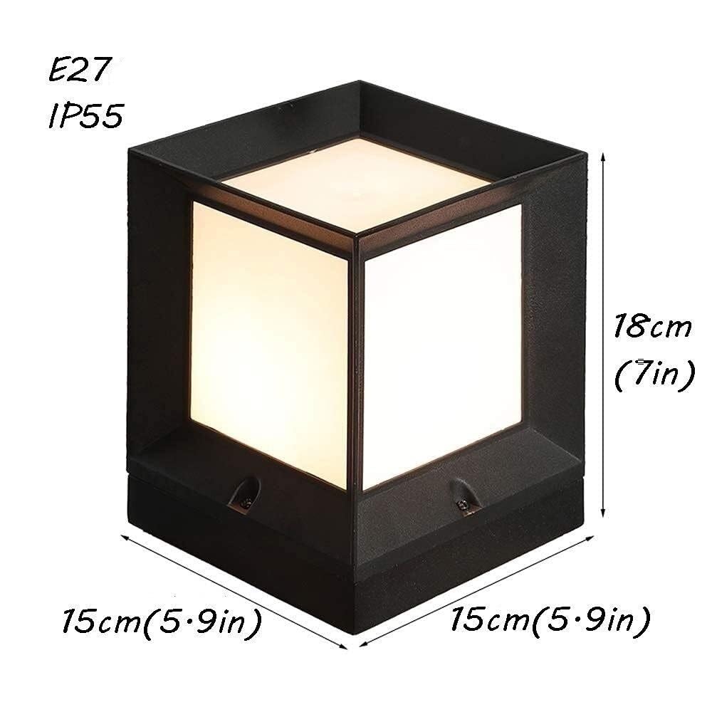 Oświetlenie Ogrodowe Nowoczesna Zewnętrzna Lampa Słupkowa Wodoodporna Lampa Tarasowa ABS Akrylowa Lampa Ogrodowa Słupkowa Oświetlenie Ogrodowe Na Podwórko Słupki Oświetleniowe(15x15x18cm)