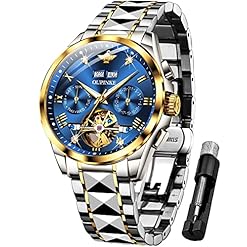 OUPINKE Herrenuhren Automatik Mechanisch Selbstaufzug Skelett Luxus Saphirkristall Diamant Wolframstahl Wasserdicht Business Kleid Uhren Geschenke