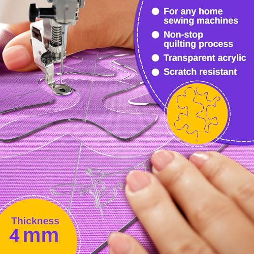 image for Beerrom Free-Motion Quilting Templates – 4mm Acrylic Meander Ruler f