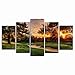 Produktbild LMXDWJWL modulare Bilder Wall Art Leinwand Drucken 5 Pieces golfplatz Bäume Sonnenuntergang Landschaft Poster Room Home Decor Frame wandmalereien,15.7x23.6inch,15.7x31.5inch,15.7x39.7inch