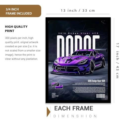 Image of kotart Big Sports Cars Framed Posters Gift Items for Boys Room Wall Decoration Bedroom Living Room Office Studio Decor | Car Poster Frame for Wall Decor Set Of 3 Size (13 X 17 inch)