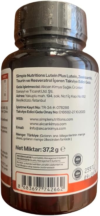 Simple Nutritions Lutein Plus 60 Kapsül