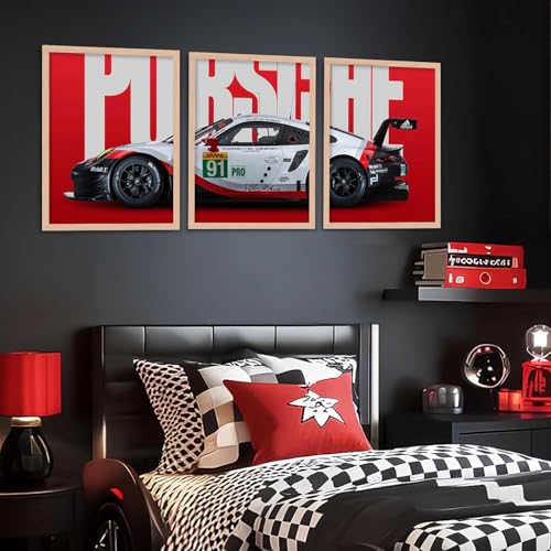 Image of TASVEE Car wall posters | set of 3 wall frames | posters for wall | Wall Decoration for Bedroom, Living Room & Office | Best Gift for Boys & Car Lovers (A1, LARGE 13X17, Framed)