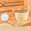 4 Pcs Sauna Accessories Set Include Wooden Sauna Bucket (With Plastic Liner) with Ladle 2 in 1 Thermometer Hygrometer Hourglass Timer Kit for Steam Room Bathroom, 4L (1 Gallon) Water Capacity