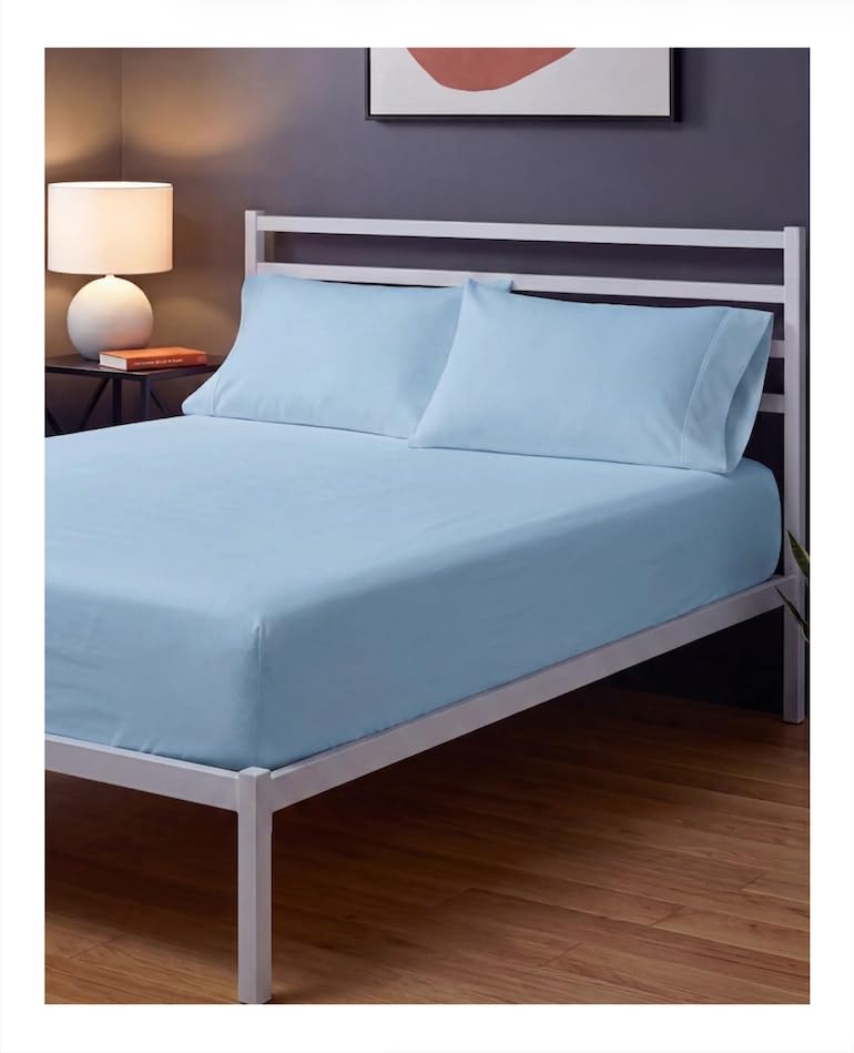 Image of Sleepy Town King Size Bed Sheets - 3 Piece - NO FLAT SHEET INCLUDED - King Sheet Set - Soft, Comfy & Cooling - Easy Care - Wrinkle & Fade Resistant - Brushed Microfiber - Deep Pocket Sheets (Sky Blue)