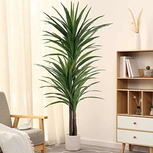 Floworld Dracaena Silk Plant Corn Stalk 6Ft Tall Faux Plants Indoor Large Fake Plants Potted Yucca Tree Tropical Floor Plants Artificial Silk Palm Trees For Home Office Store Decor Housewarming Gift #TOP6