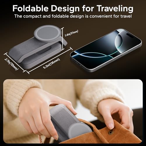 Eazpower 3 in 1 Foldable Wireless Charging Station for MagSafe, Nightstand Magnetic Charger Stand for iPhone 17 16 15 14 Pro Max, Travel Charging Dock with Night Light for Apple Watch/AirPods (Gray) — view 3