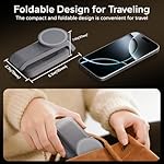 3 in 1 Foldable Wireless Charging Station for MagSafe, Nightstand Magnetic Charger Stand for iPhone 17 16 15 14 Pro Max, Travel Charging Dock with Night Light for Apple Watch/AirPods (Gray) - Image 3