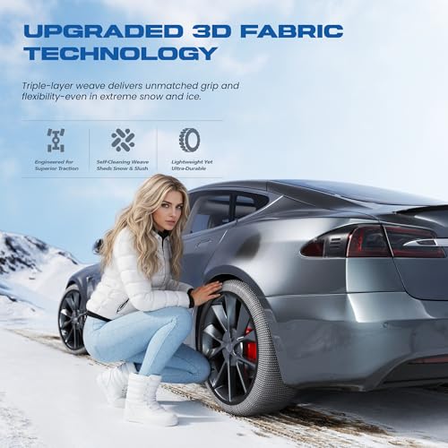Snow Socks for Tires, Winter Traction Alternative to Snow Chains, Emergency Anti-Slip Tire Covers for Cars/SUVs/Trucks, Reusable, Certified Snow Traction Device for Ice & Snow Driving.(Black -L) by SOTISI - Image 2