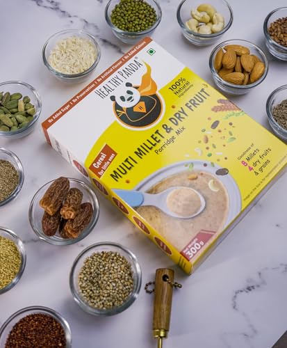 Image of Millet Cereal Mix with Dry Fruits Powder 400g | Healthy Cereal for Little Ones | Sprouted Sathu Mavu | Nutritious Breakfast Cereal | Millet Food for Growing Children | 100% Fresh & Natural