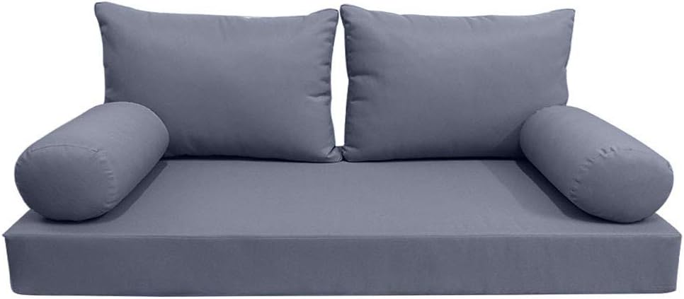 Prolinemax Style 2 - Mattress & Pillow Bolster Cushion for Outdoor Indoor Daybed Porch Swing Bed Knife Edge Crib Size AD001 | Covers ONLY |