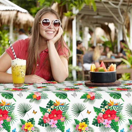 Avezano 6 pcs Hawaiian Table Cloths Summer Luau Table Cloths Plastic 108 x 54 inch Hawaii Palm Leaf Tropical Table Cloth for Summer Aloha BBQ Party Decorations by Avezano - Used condition - Image 5