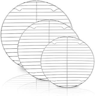 Round Cooling Rack Set of 3, HaWare 3 Pcs (19/23/27cm) Stainless Steel Baking Cooling Steaming Grilling Rack, Mirror Finish & Smooth Edge, Oven & Dishwasher Safe