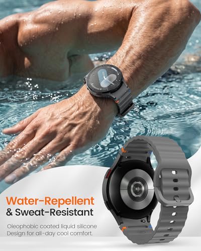 Image of Compatible with Samsung Galaxy Watch 7 Strap No Gap Sport Silicone Watch Band for Galaxy Watch 6 5 4 40mm 44mm Galaxy Watch 6 Classic 43mm 47mm,Watch 5 Pro,Watch 4 Classic Strap 42mm 46mm (Orange)
