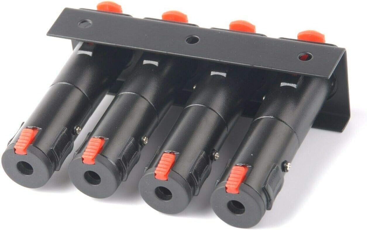 RJ Black Solderless 1/4 inch Locking Jack TS and TRS for Pedalboards - 4 Jack Set