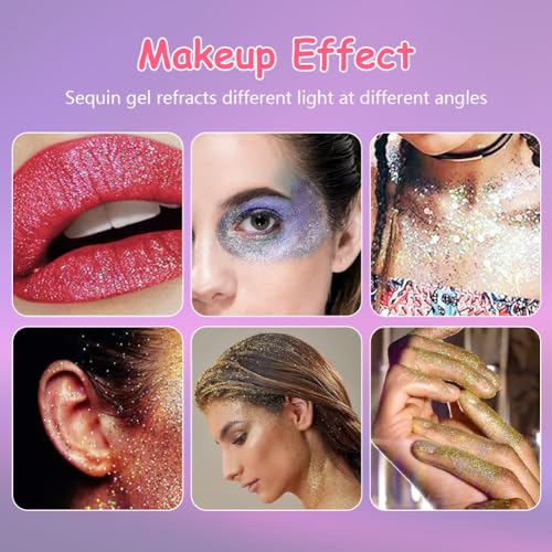 LOPHE Body Glitter Gel, 2 Pack Chunky Sparkle for Face & Body, Festival & Rave Glitter Makeup - Image 4