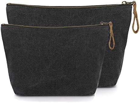 SMRITI Canvas Large Cosmetic Bag Travel Makeup Organizer Women(Dark Grey, 2 pcs)
