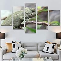 SIGNWIN 5 Panel Canvas Wall Art Alligators Closeup Dramatic Expressionism Hallway Minimalist Multicolor for Home Decorations Ready to Hang - 60