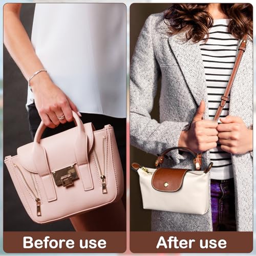 Bomtop Bandoulière pour Sac Longchamp Mini, Réglable Sac Bandoulière Femme– Marron, Conception de Sangle à Boucle Réglable Sans Perforation, Sangle Sac Bandoulière avec 2 Adaptateurs – vue 8