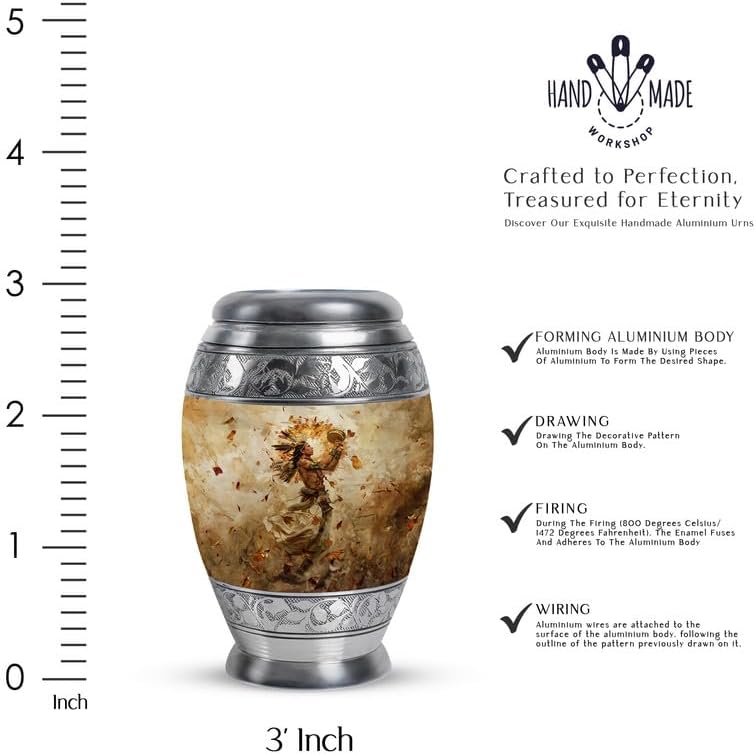 Native American Mini Urns for Funerals, 3 Inch, Small Urns for Human Ashes, Pack of 1, Little Keepsake Urn, Memorial Urn, Cremation Urn for Adults, Decorative Urn for Male & Female