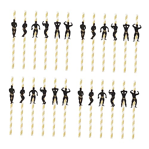 24 pitillos desechables dorados para fiesta miniatura 1